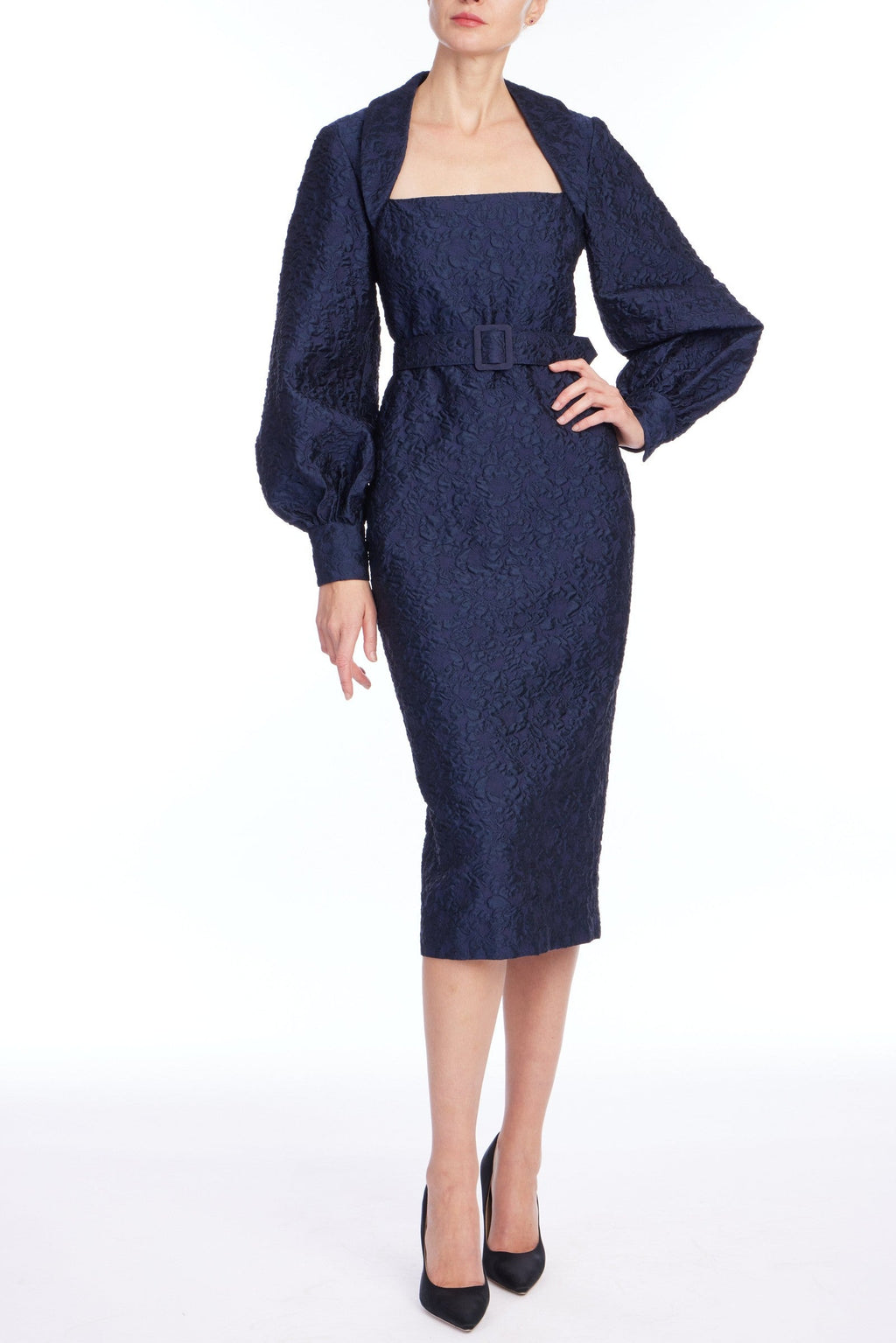 Full Sleeve Jacquard Cocktail Dress