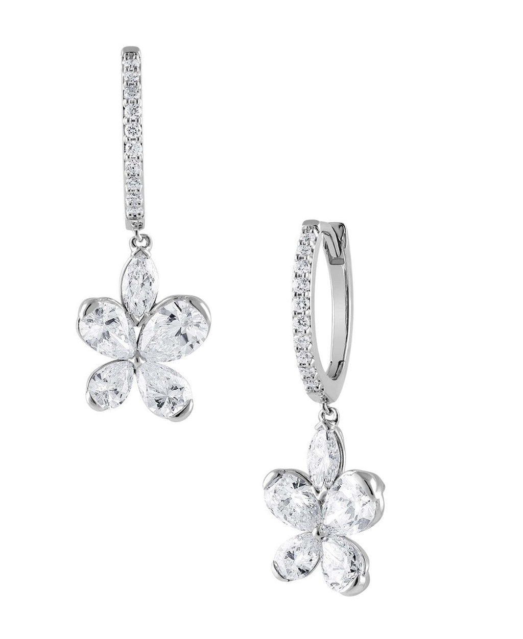 Diamond Butterfly Drop Hoop Earrings