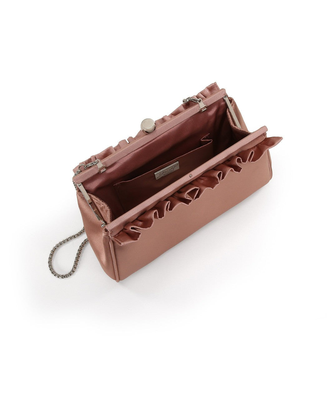 Olivia Satin Ruffle Top Pouch Clutch