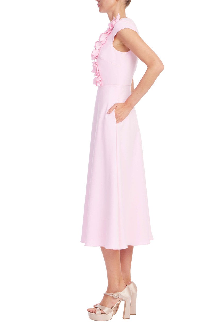 Floral Applique Cap sleeve Midi Dress