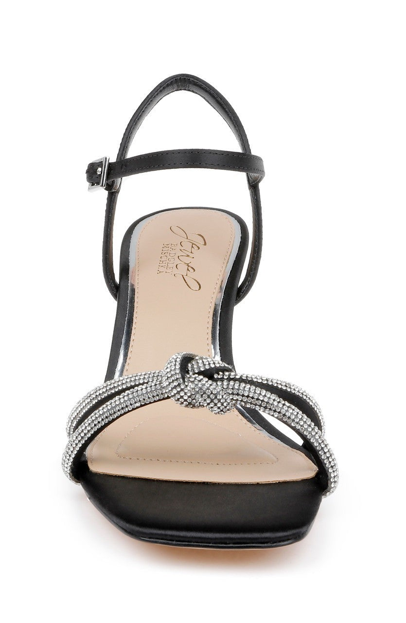 Maci Metallic Sandal with Rhinestone Knot Detail