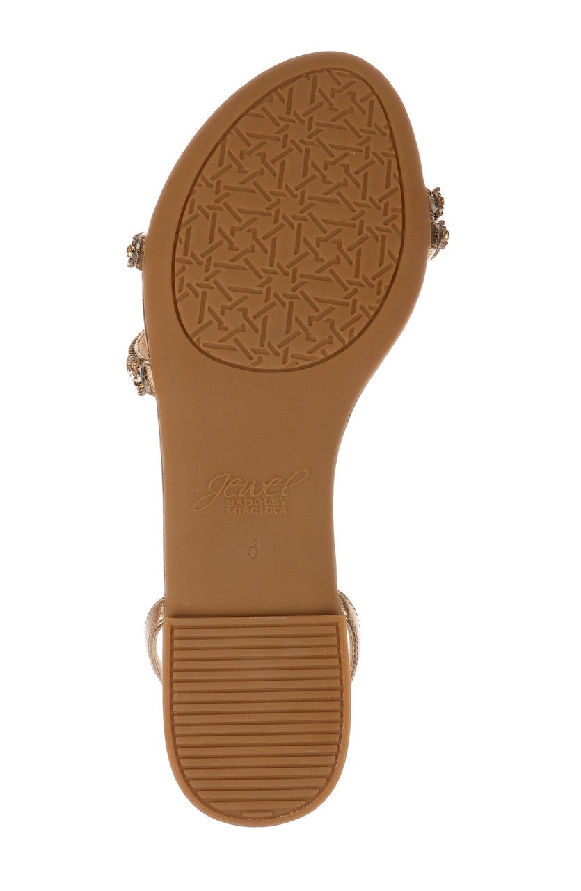 Roslyn Metallic Flat Sandal with Crystals