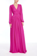 V Neck Draped Gown