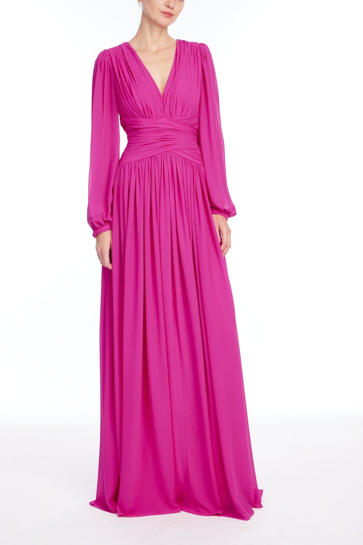 V Neck Draped Gown
