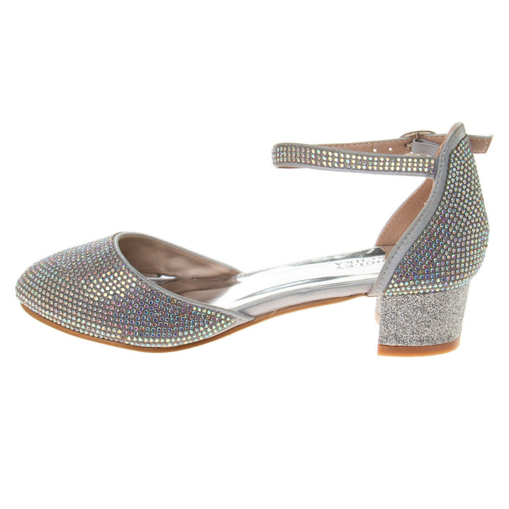 Girls’ Studded Block Heeled 2-Piece Dress Shoe