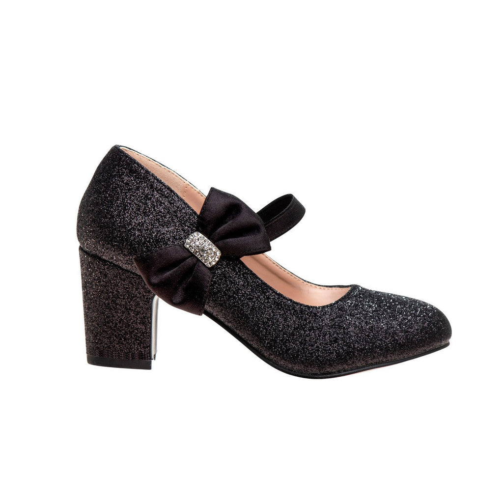 Girls' Glitter Block Heel Dress Shoes
