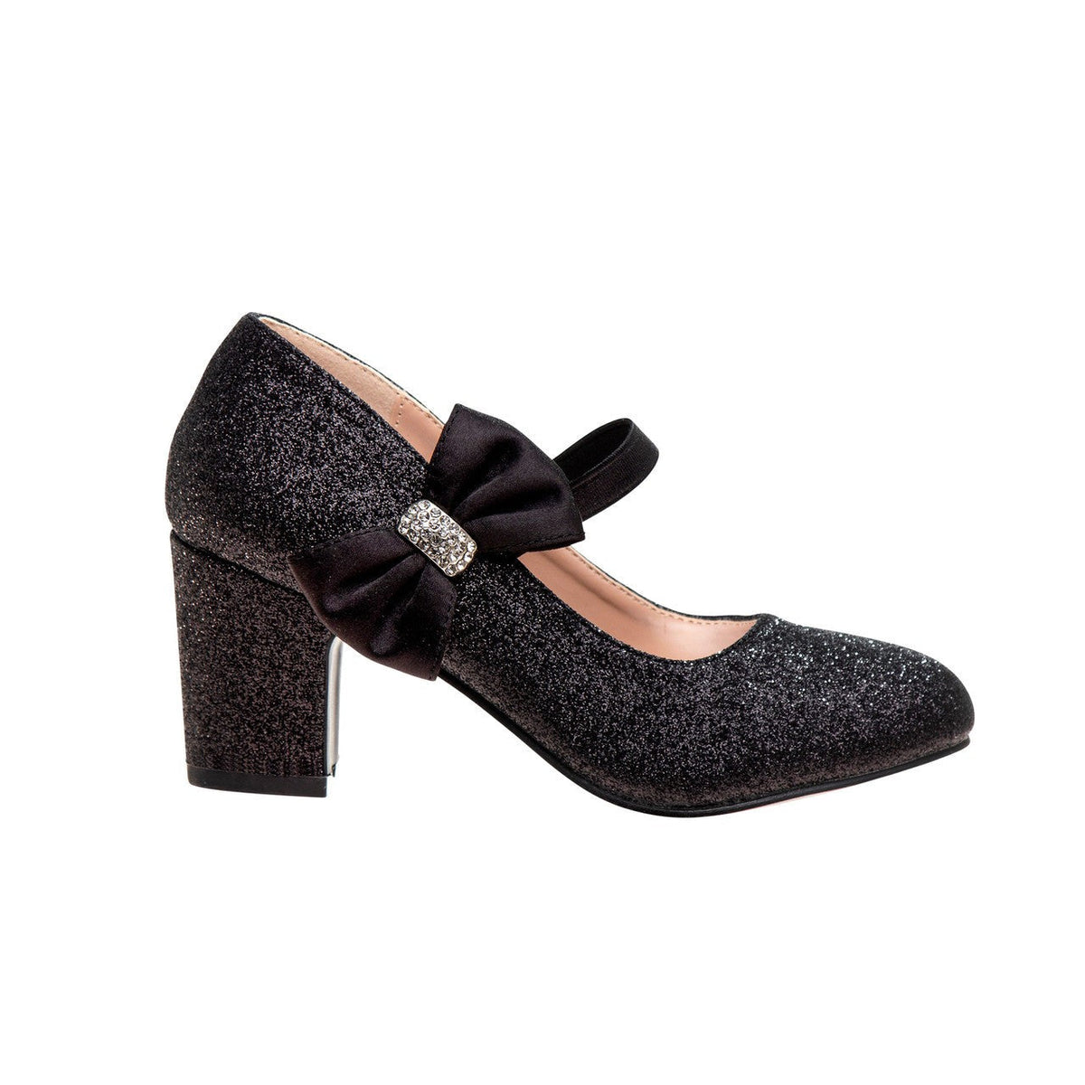Girls' Glitter Block Heel Dress Shoes
