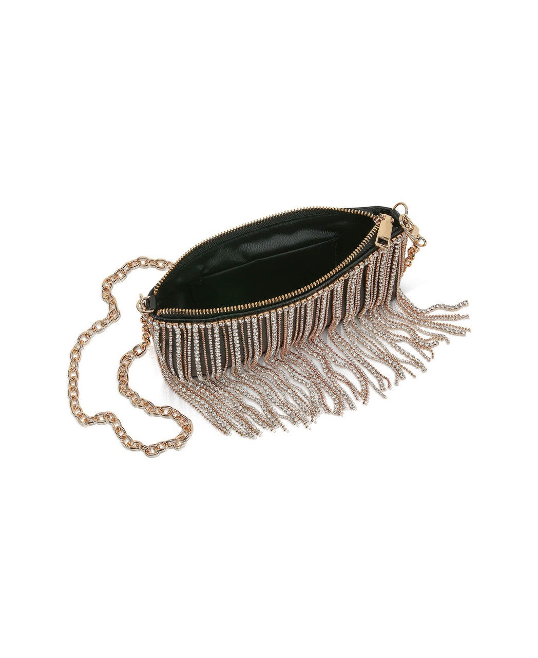 Piper Top Zip Crystal Fringe Leather Crossbody