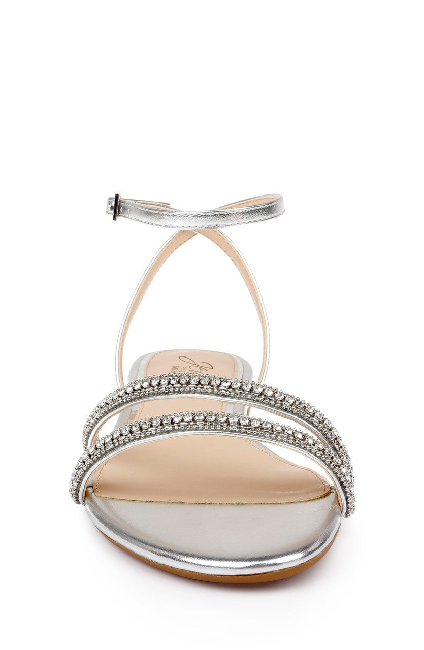 Roslyn Metallic Flat Sandal with Crystals