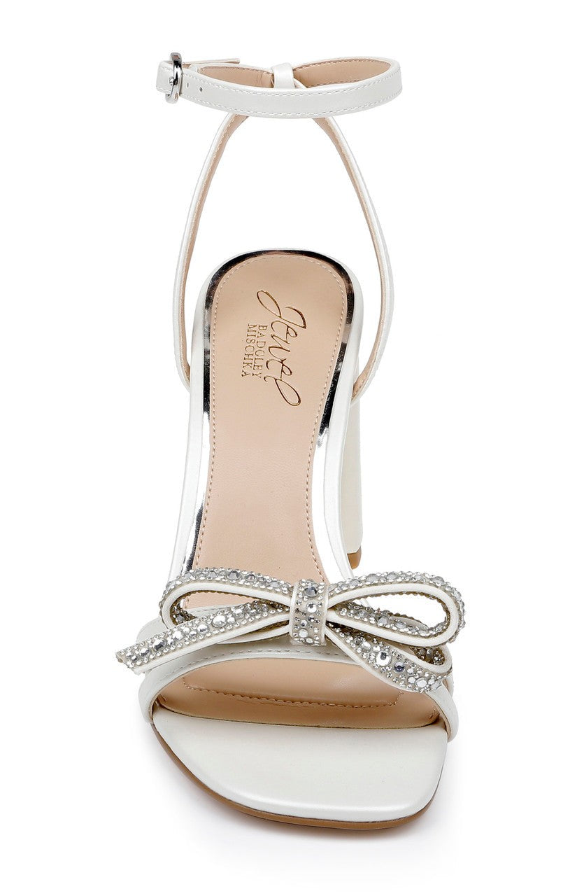 Hillary Block Heel Sandal with Rhinestone Bow