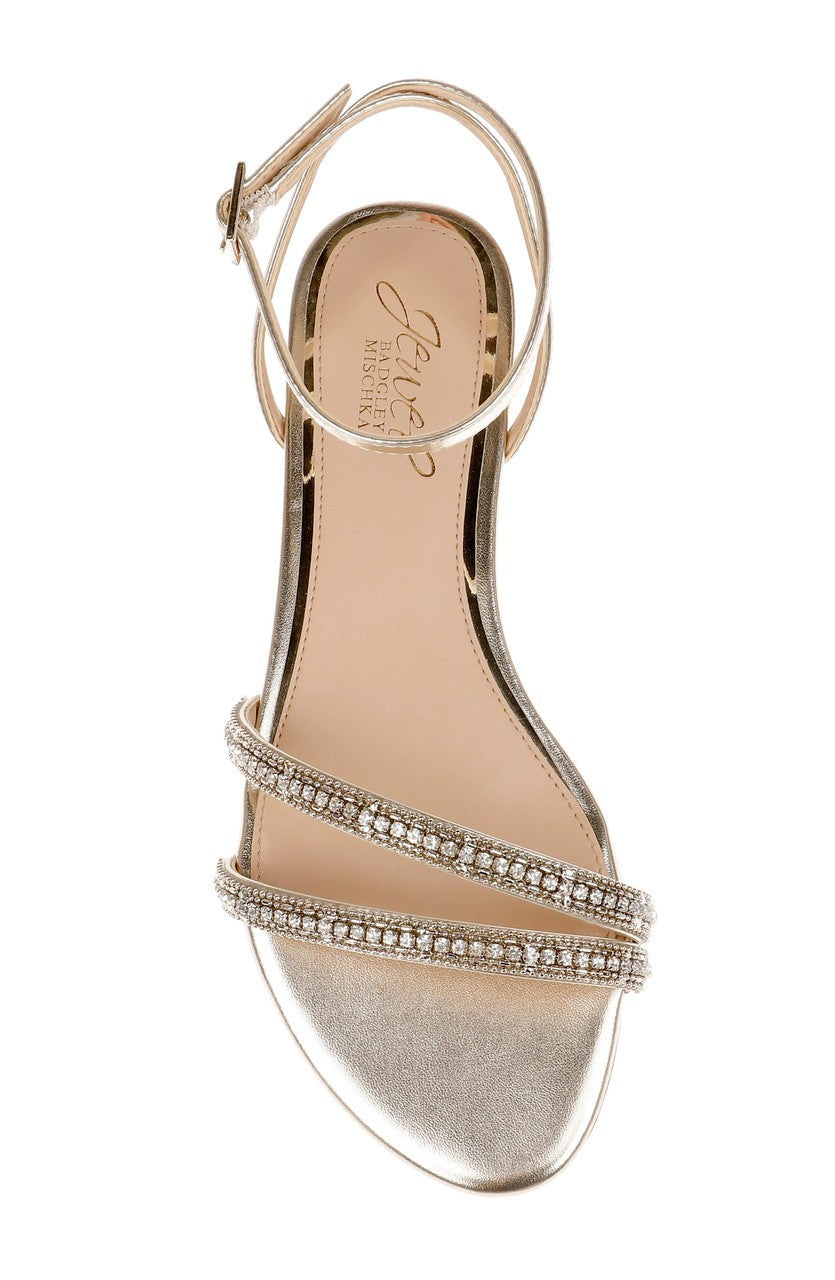 Roslyn Metallic Flat Sandal with Crystals