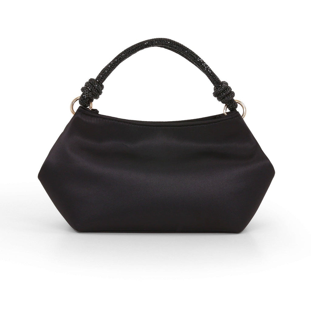 Noelle Crystal Handle Satin Pouch Bag