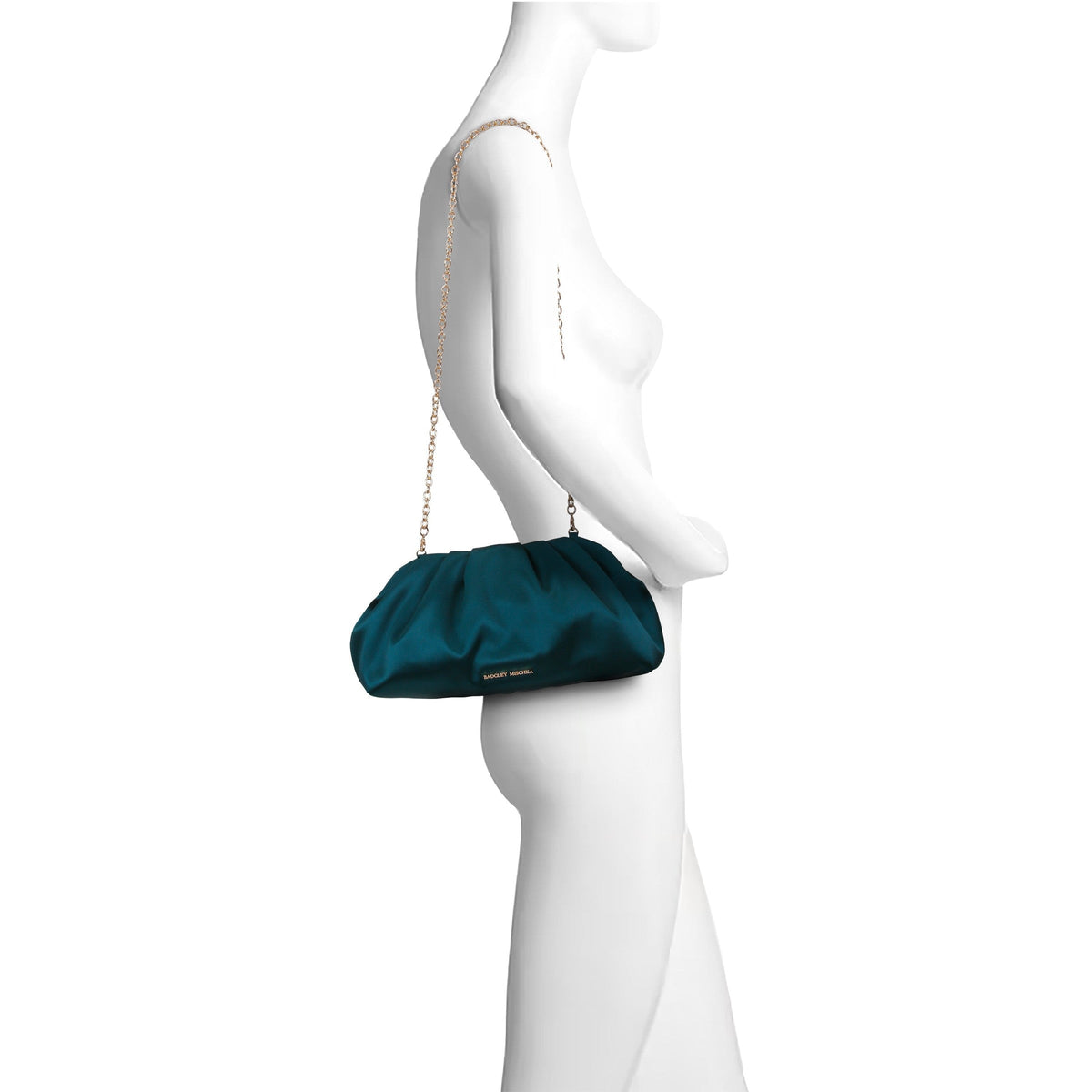Audrey Silk Satin Zipper Top Pouch Clutch