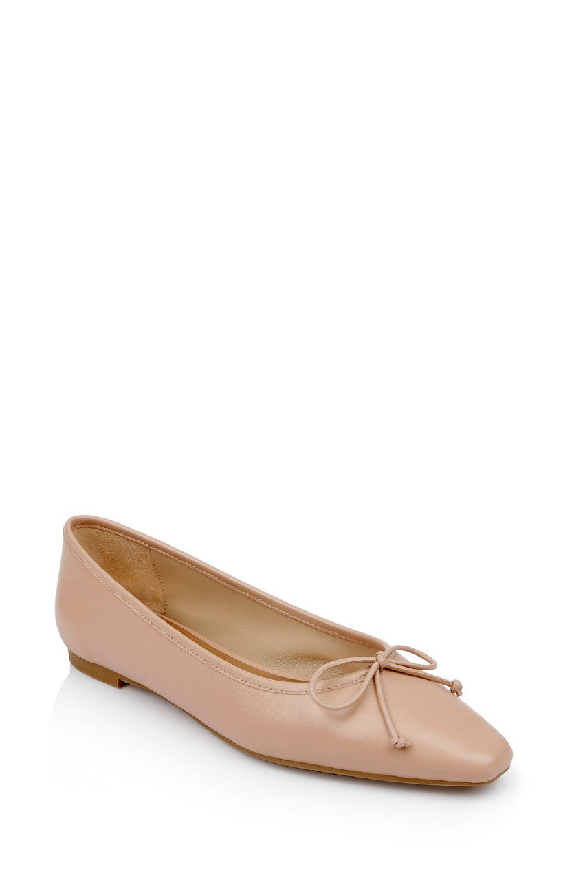 Cam Pointed Toe Leather Flats with Bow