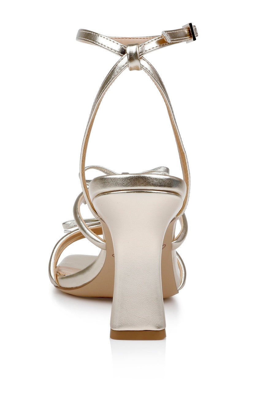 Kiyomi II Metallic Delicate Sandal with Bow Straps